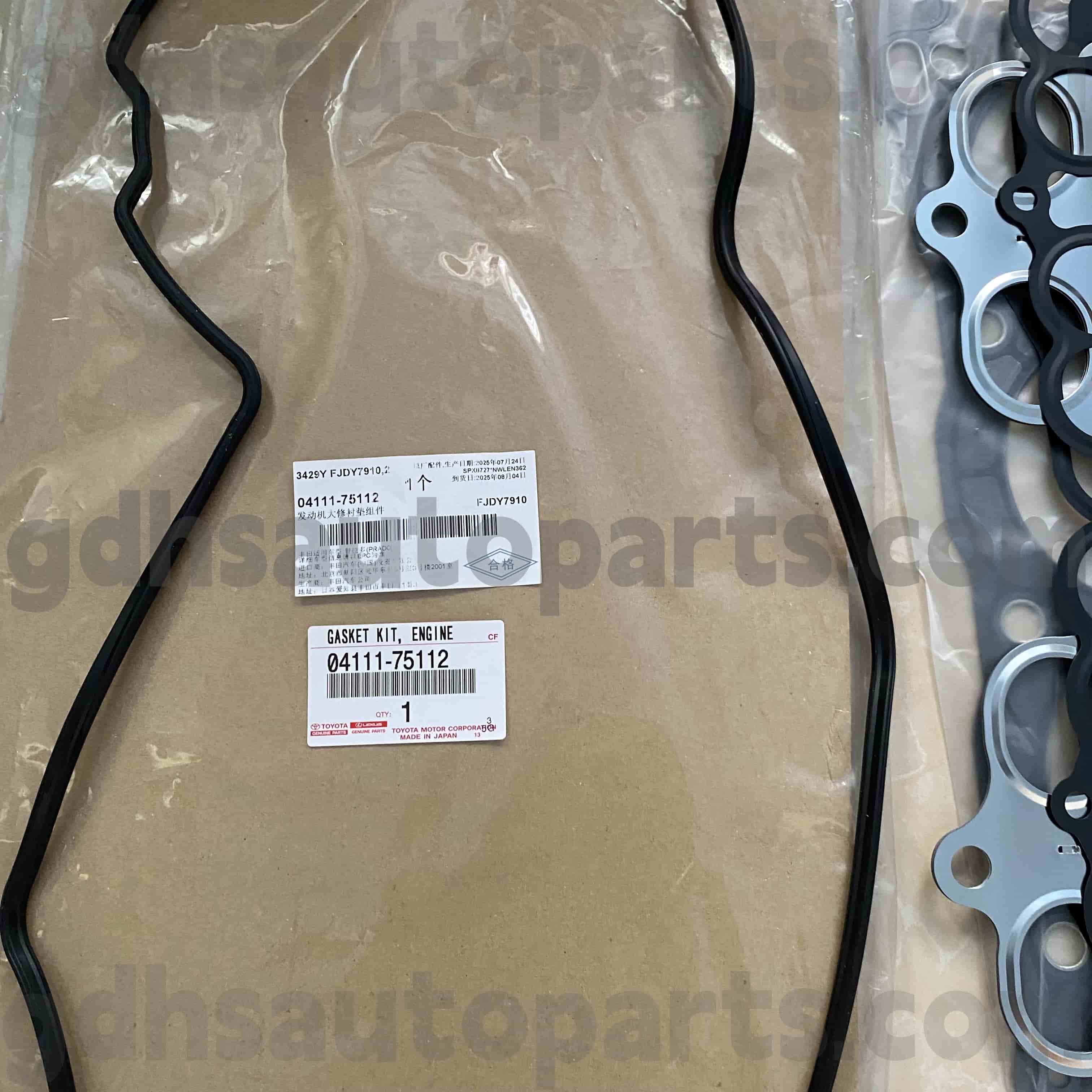04111-75112 Toyota Genuine Parts Engine Revistão Kit para Dyna200, Land Cruiser Prado