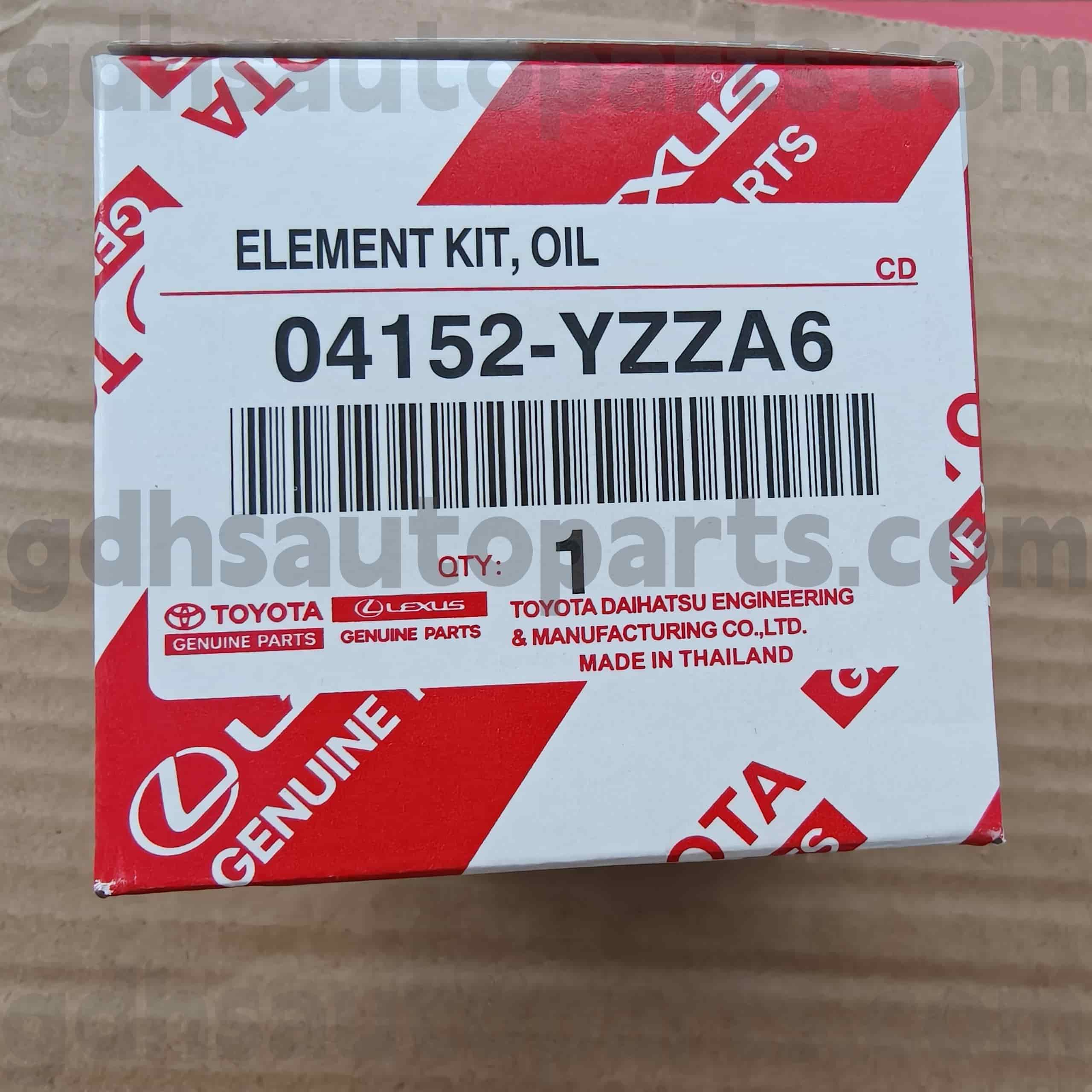 04152-YZZA6 Toyota Genuine Parts Oil Filtro para chassi no. ZRE18# ZGR2# Z.