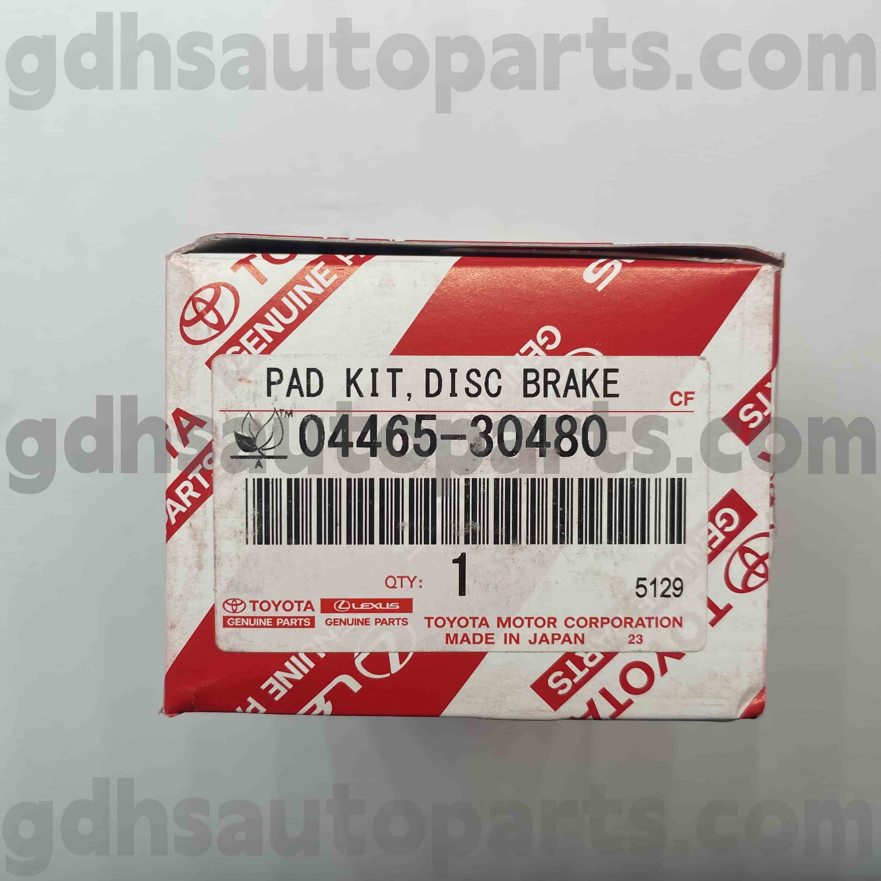 04465-30480 Toyota Genuine Parts Papeds de freio dianteiro Para Mark X, Crown, Lexus é o chassi da série no. GSE30 GRX