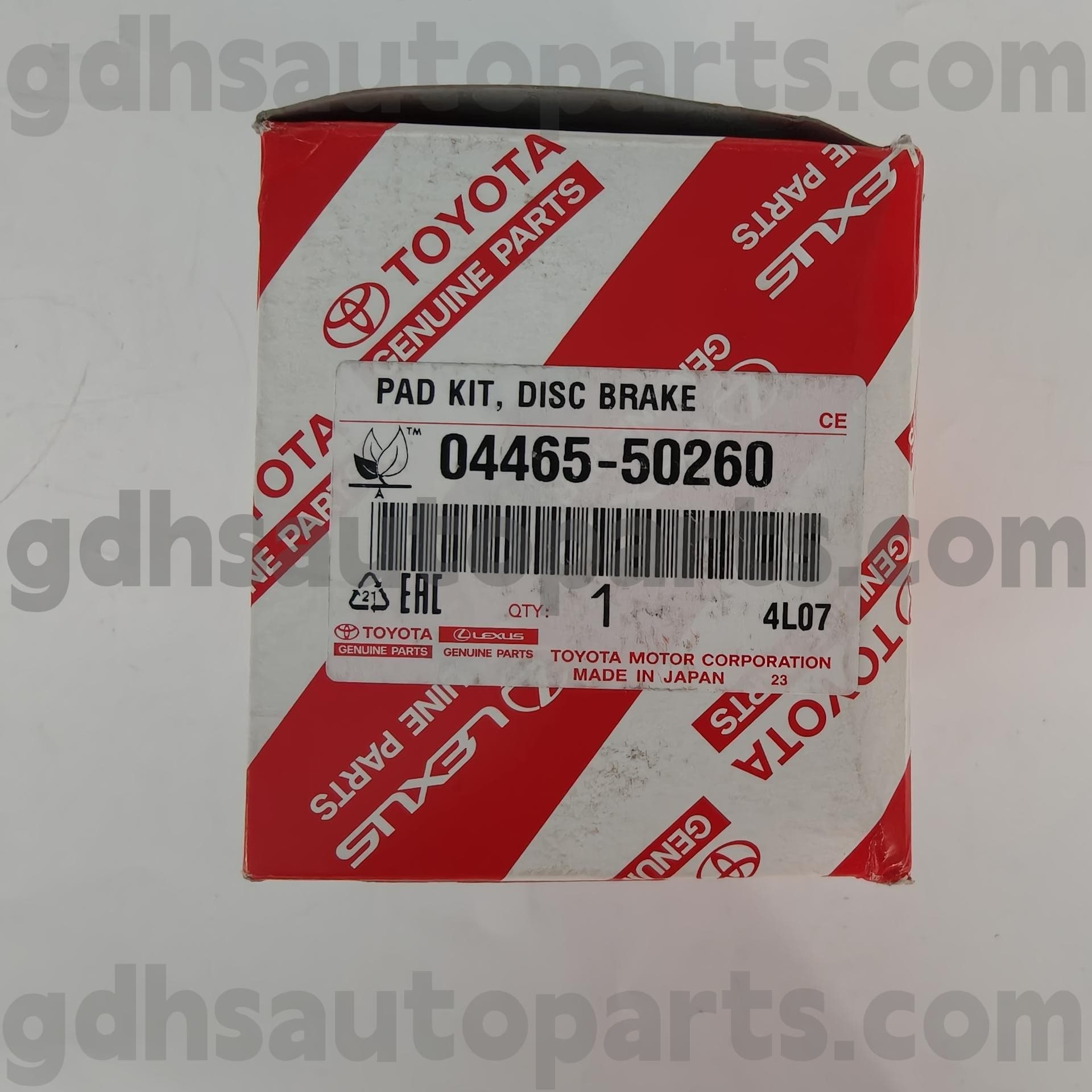 04465-50260 Toyota Peças genuínas pastilhas de freio dianteiras para chassi LS460/460L, LS600H/600HL no. Usf4# uvf4#