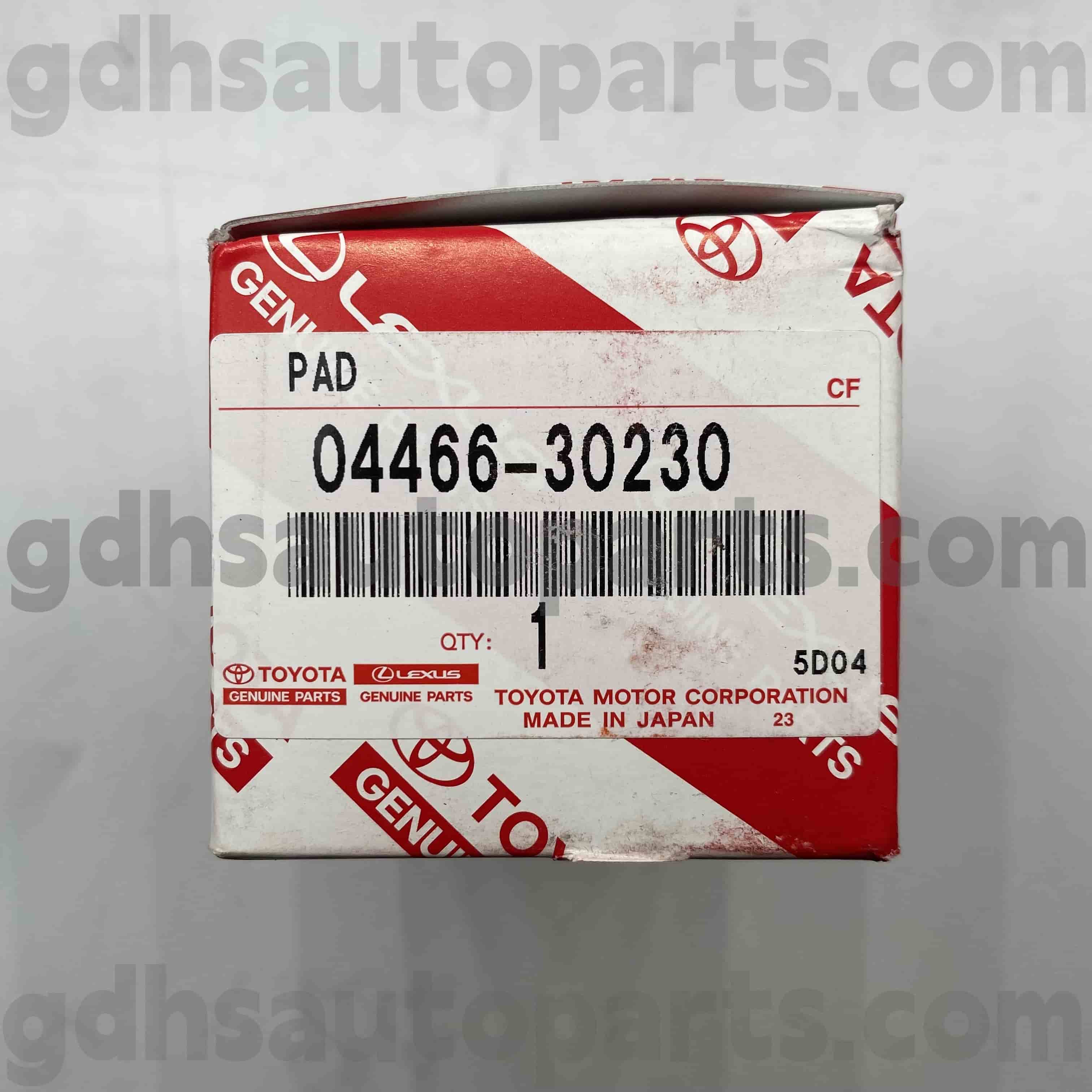 04466-30230 Toyota Peças genuínas pastilhas de freio traseiro para Mark X, Crown, Reiz Chassis no. Grs20# grx13#