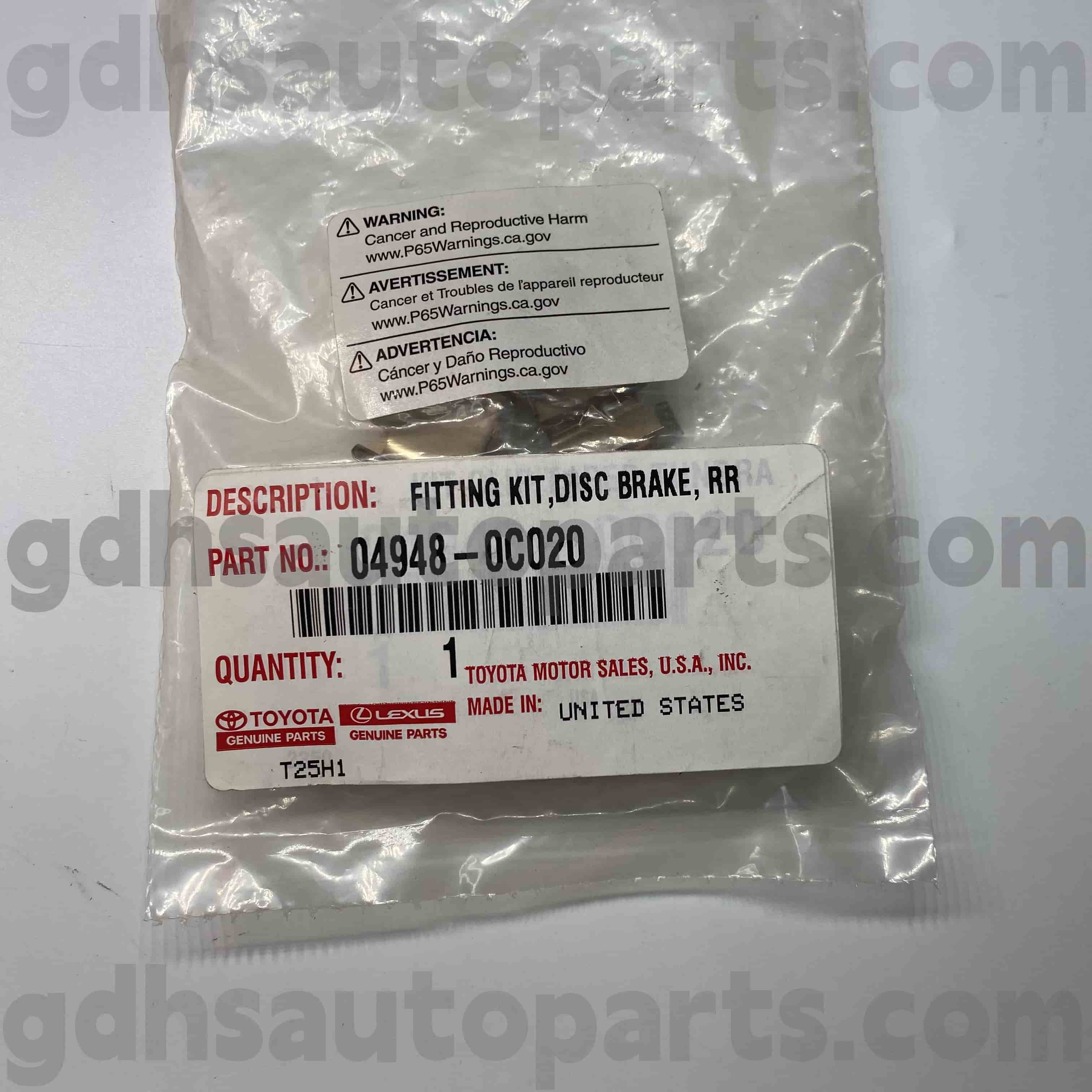 04948-0C020 TOYOTA PECES GENUINA KIT DE REPARO DE PAQUE DE FREIO PARA SEQUOIA, TUNDRA CHASSIS NO. Uck6#