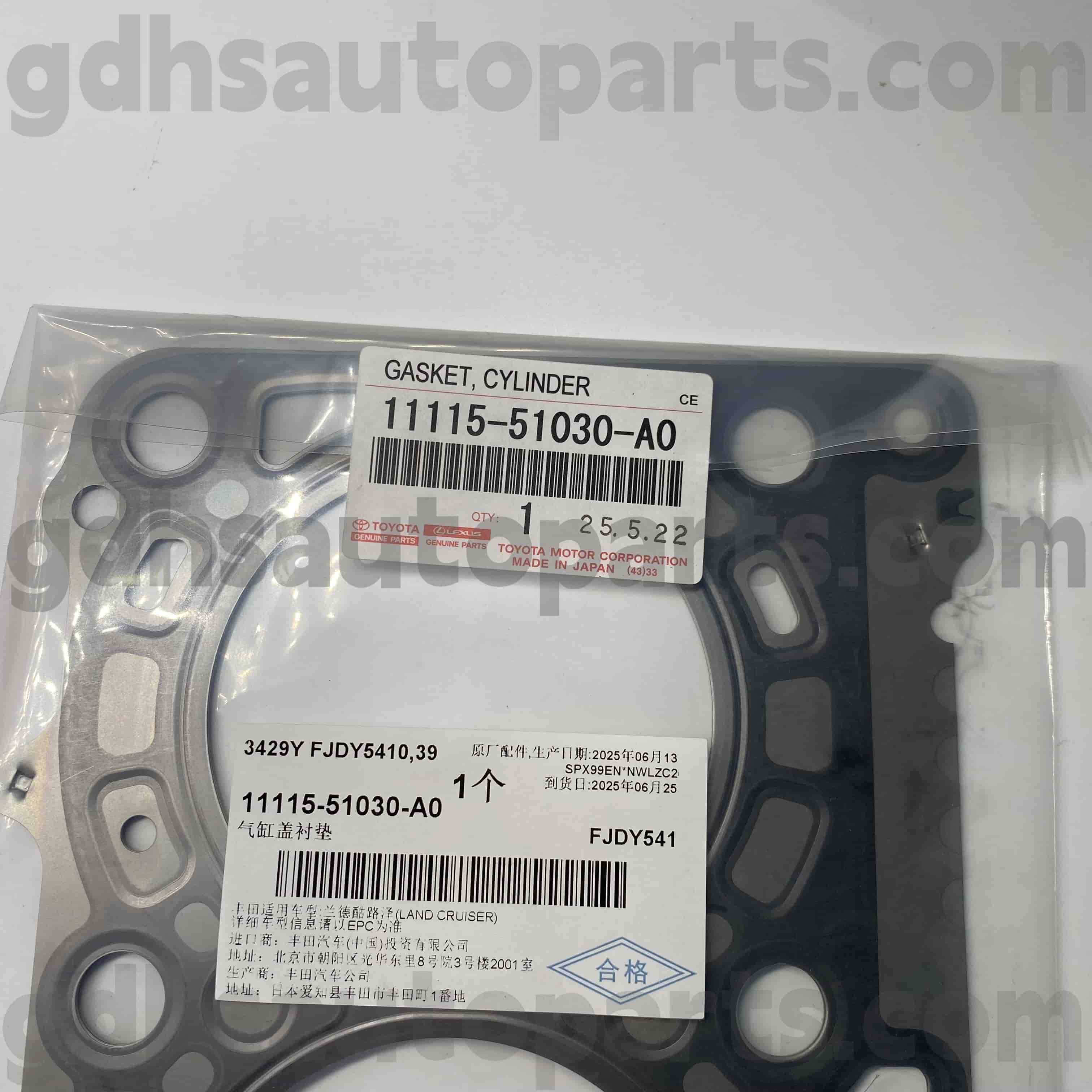 11115-51030-A0 Toyota Genuine Parts Cilindro direito Anel de borracha para Land Cruiser