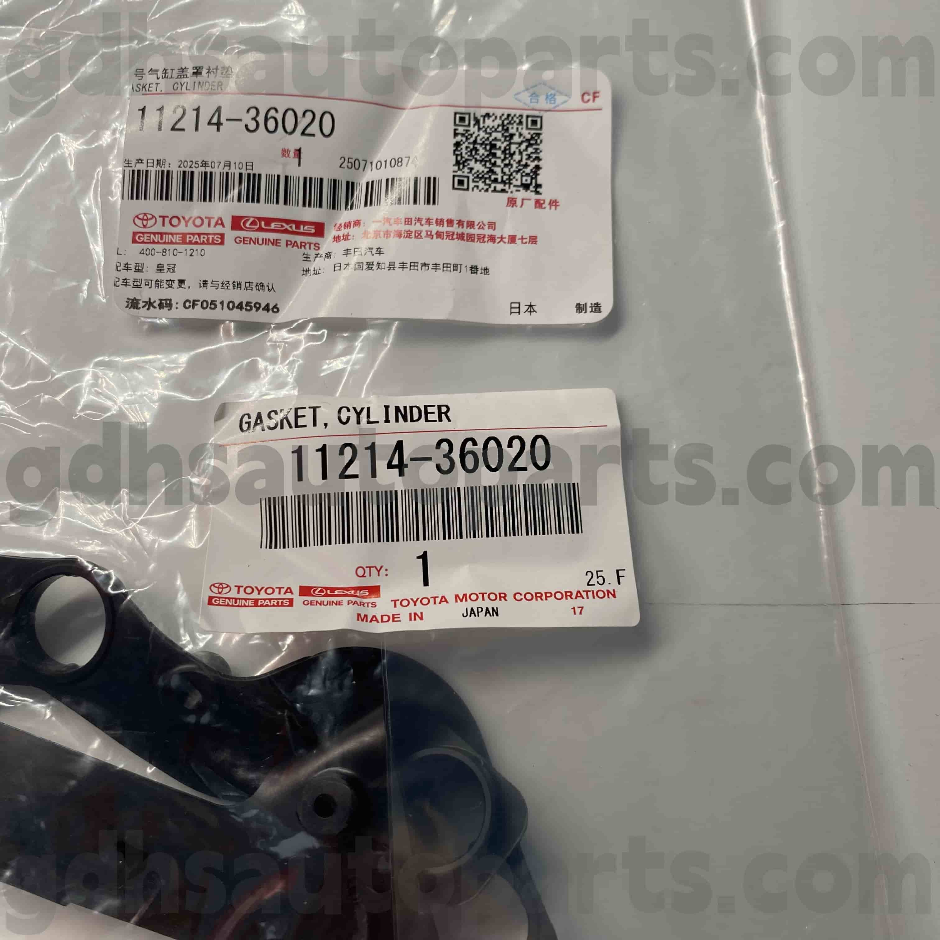 11214-36020 Toyota Genuine Parts Bank 2 Junta da tampa da cabeça do cilindro para HIGHLANDER, LEXUS IS SERIES Chassis NO.GGH30
