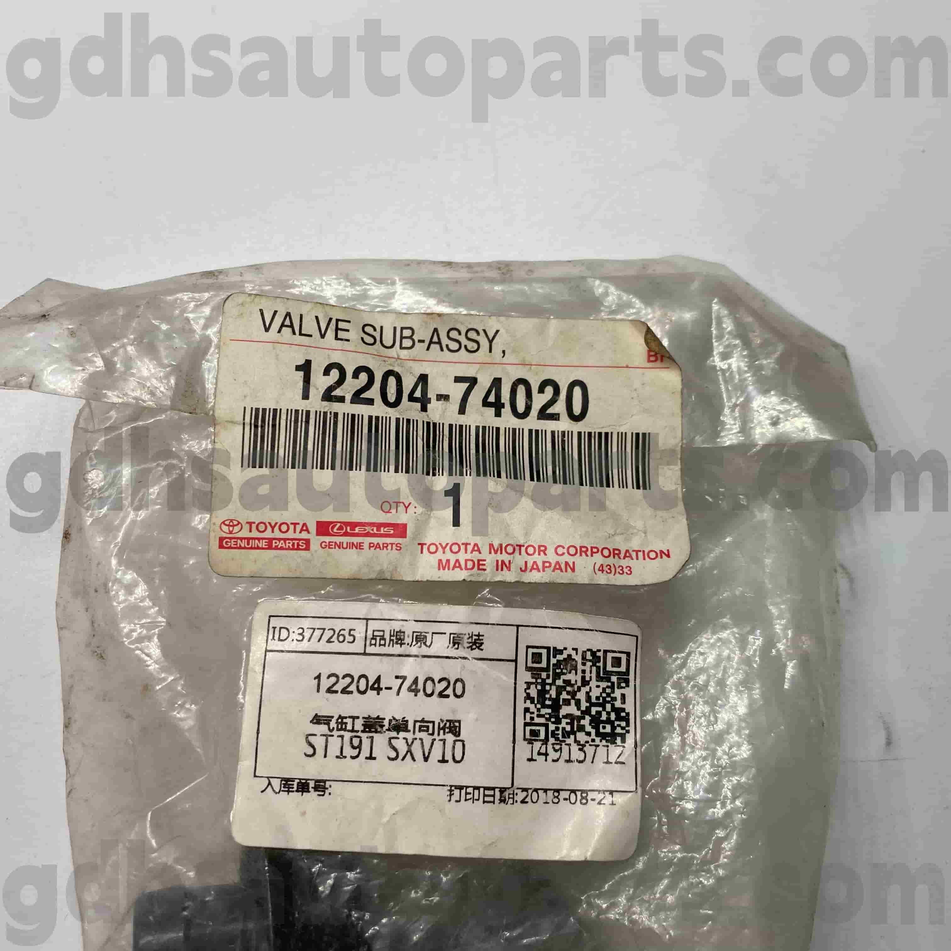 12204-74020 válvula genuína das peças PCV de Toyota para CORONA, CAMRY, chassi RAV4 NO.ST191 SXV10
